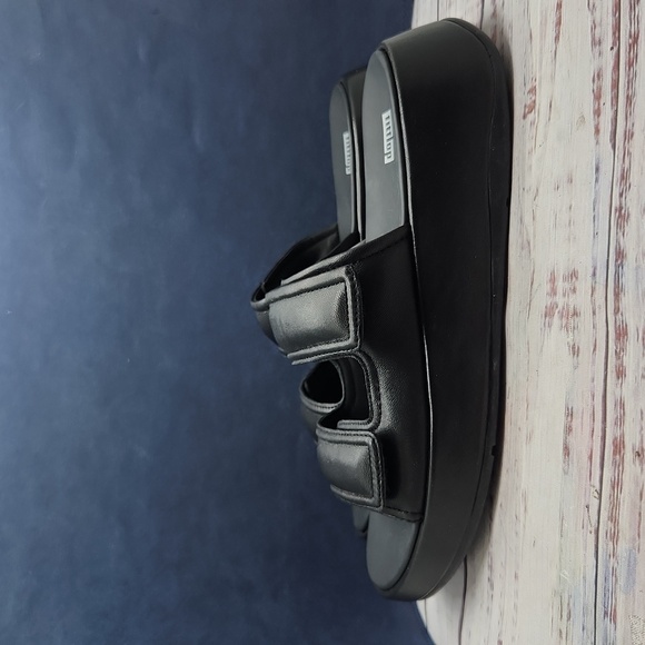 NEW Fitflop | F-Mode Padded Leather Flatform Two-Bar Slides Women's 8 - Picture 2 of 11